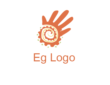 swirl inside hands with small dots logo
