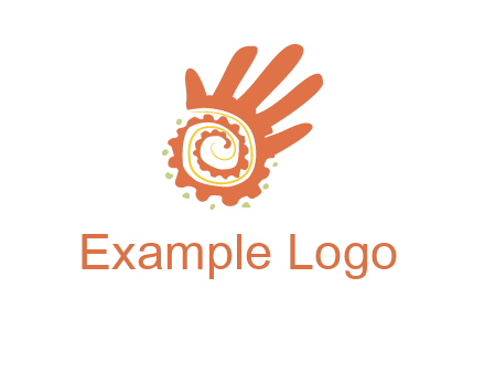 swirl inside hands with small dots logo