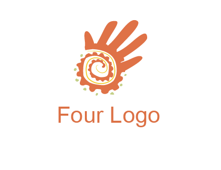 swirl inside hands with small dots logo