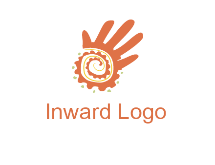 swirl inside hands with small dots logo