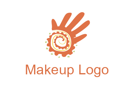 swirl inside hands with small dots logo