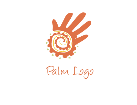 swirl inside hands with small dots logo
