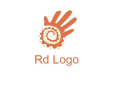 swirl inside hands with small dots logo