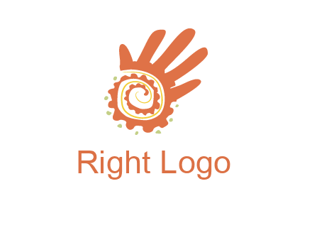 swirl inside hands with small dots logo