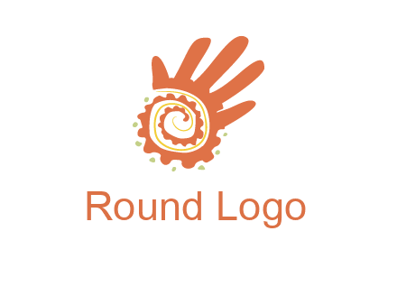 swirl inside hands with small dots logo