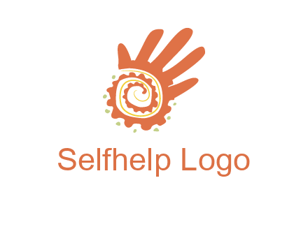 swirl inside hands with small dots logo