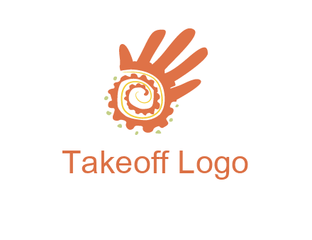 swirl inside hands with small dots logo