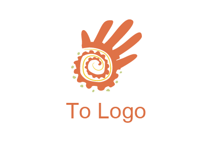 swirl inside hands with small dots logo