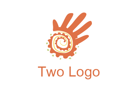 swirl inside hands with small dots logo