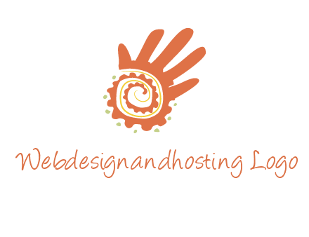 swirl inside hands with small dots logo