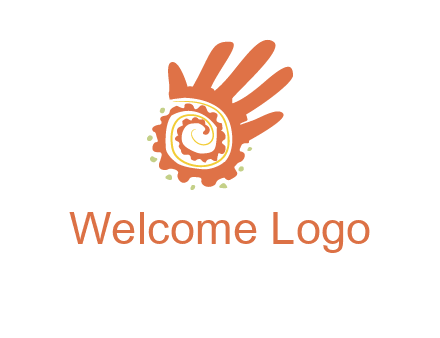 swirl inside hands with small dots logo