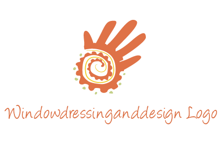 swirl inside hands with small dots logo