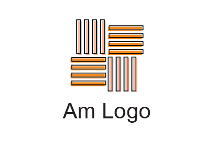 Vertical and horizontal bars in square shape abstract logo