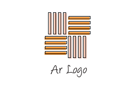 Vertical and horizontal bars in square shape abstract logo