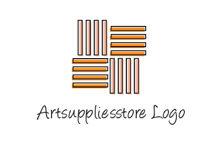 Vertical and horizontal bars in square shape abstract logo