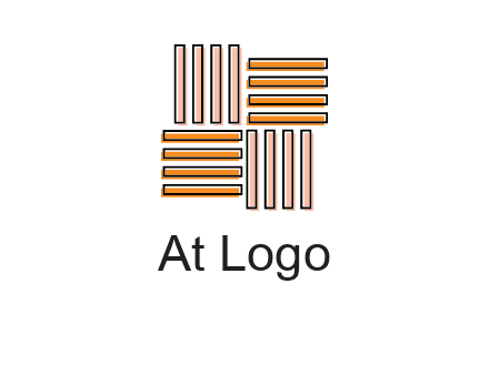 Vertical and horizontal bars in square shape abstract logo