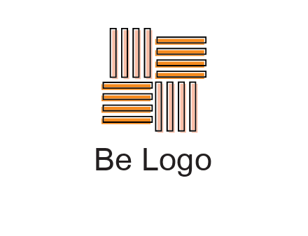 Vertical and horizontal bars in square shape abstract logo