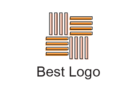 Vertical and horizontal bars in square shape abstract logo