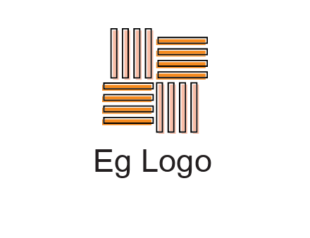 Vertical and horizontal bars in square shape abstract logo