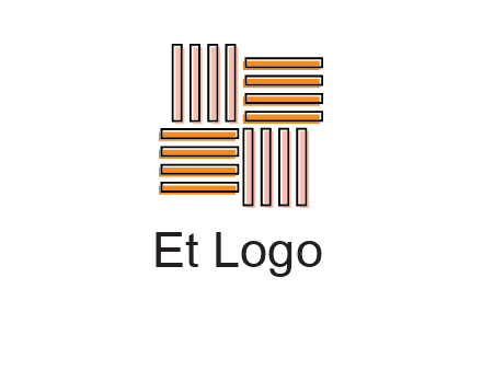 Vertical and horizontal bars in square shape abstract logo