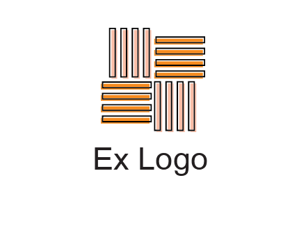 Vertical and horizontal bars in square shape abstract logo