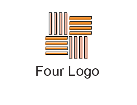 Vertical and horizontal bars in square shape abstract logo