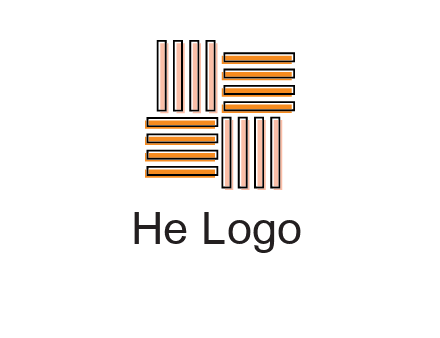 Vertical and horizontal bars in square shape abstract logo