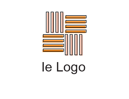 Vertical and horizontal bars in square shape abstract logo