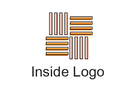Vertical and horizontal bars in square shape abstract logo
