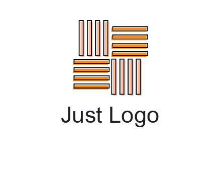 Vertical and horizontal bars in square shape abstract logo