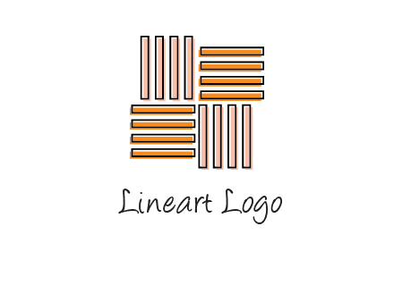 Vertical and horizontal bars in square shape abstract logo