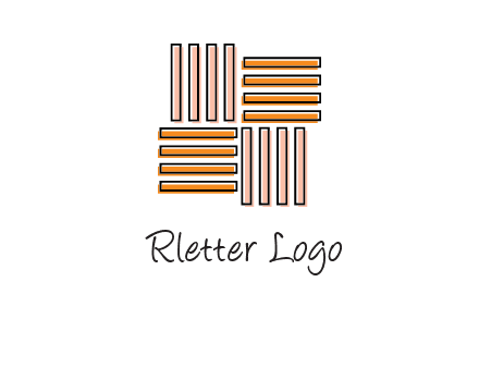 Vertical and horizontal bars in square shape abstract logo