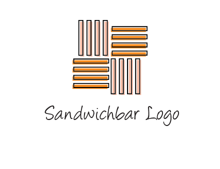 Vertical and horizontal bars in square shape abstract logo