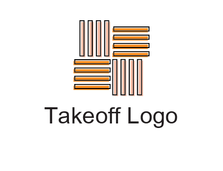 Vertical and horizontal bars in square shape abstract logo