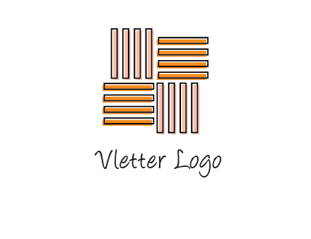 Vertical and horizontal bars in square shape abstract logo