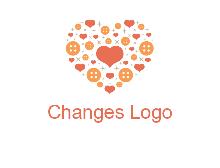 Heart button and stars forming heart shape graphic