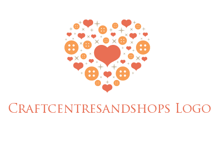 Heart button and stars forming heart shape graphic