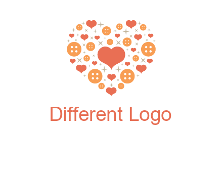 Heart button and stars forming heart shape graphic