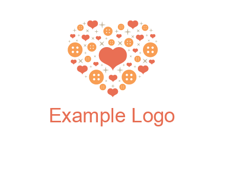 Heart button and stars forming heart shape graphic
