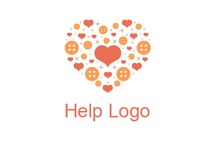 Heart button and stars forming heart shape graphic