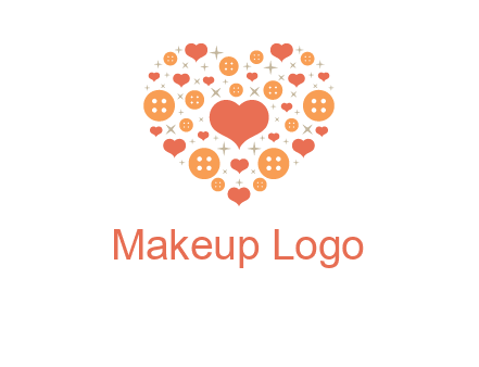 Heart button and stars forming heart shape graphic