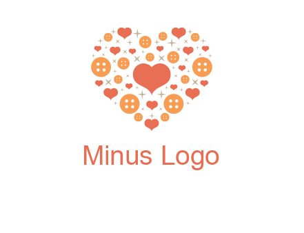 Heart button and stars forming heart shape graphic