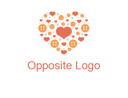 Heart button and stars forming heart shape graphic