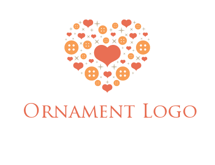 Heart button and stars forming heart shape graphic