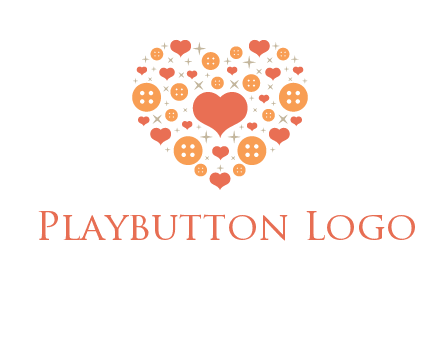 Heart button and stars forming heart shape graphic