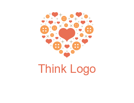Heart button and stars forming heart shape graphic