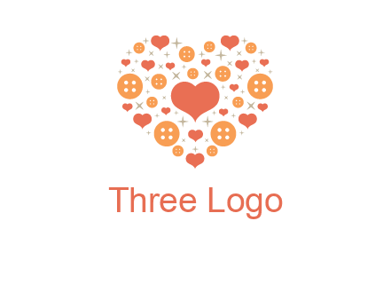 Heart button and stars forming heart shape graphic