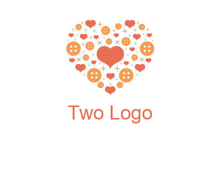 Heart button and stars forming heart shape graphic