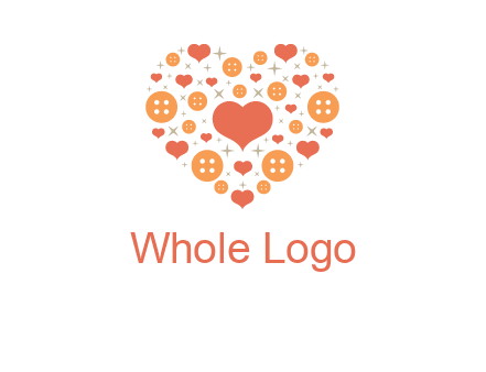Heart button and stars forming heart shape graphic