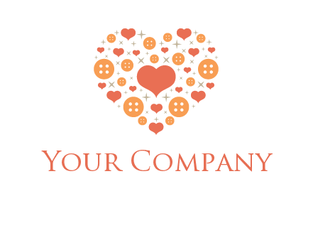 Heart button and stars forming heart shape graphic